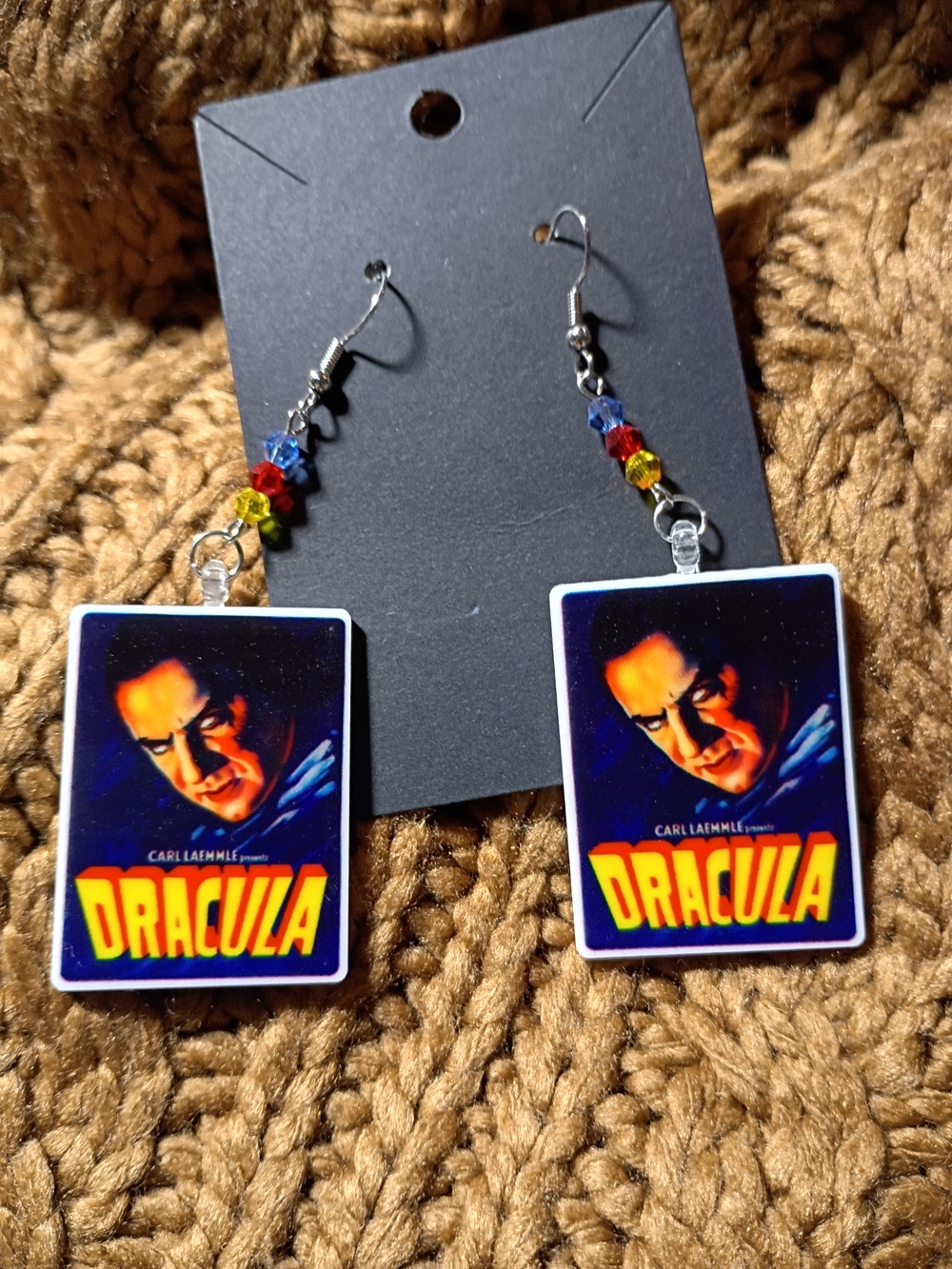 Dracula Bela Lugosi Vampire Universal Monsters Horror Poster Earrings Vintage